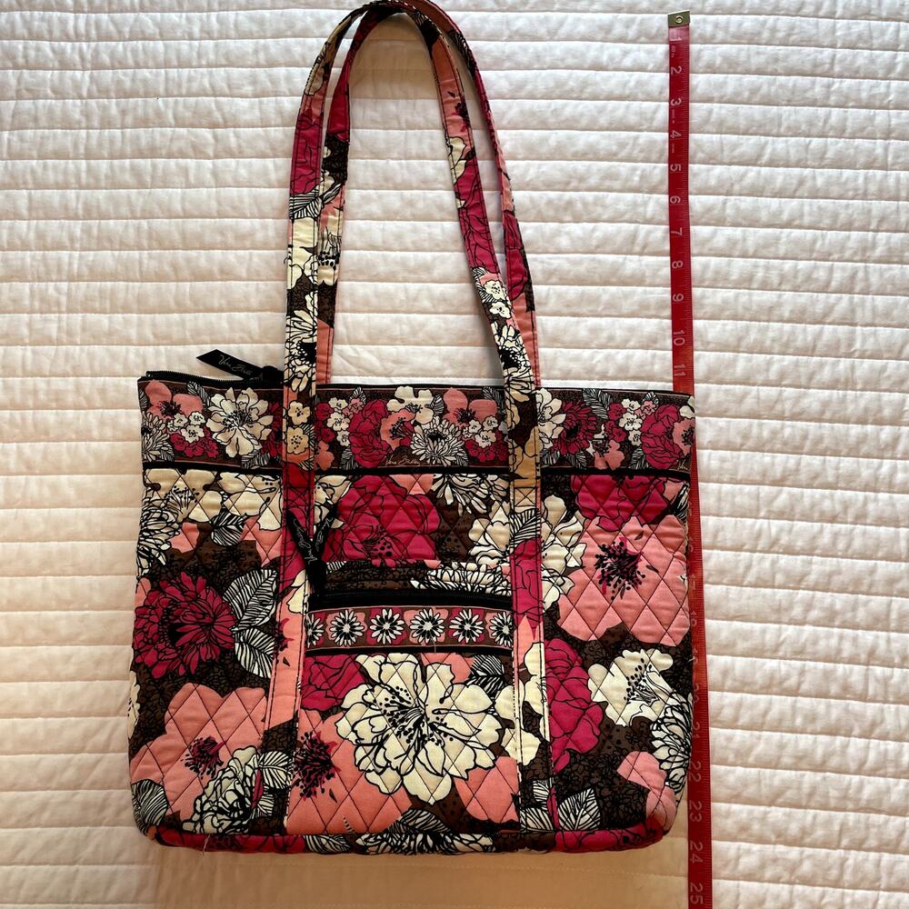 Vera Bradley Mocha Rouge Quilted Medium Tote Purse - Picture 7 of 10